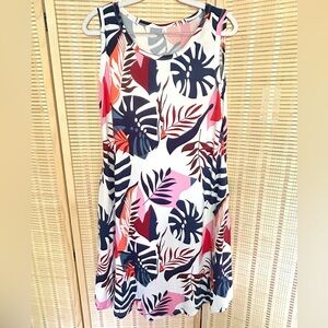 NWOT SOZE M Tropical Print Sleeveless Dress stretchy lightweight (Amazon Dress)